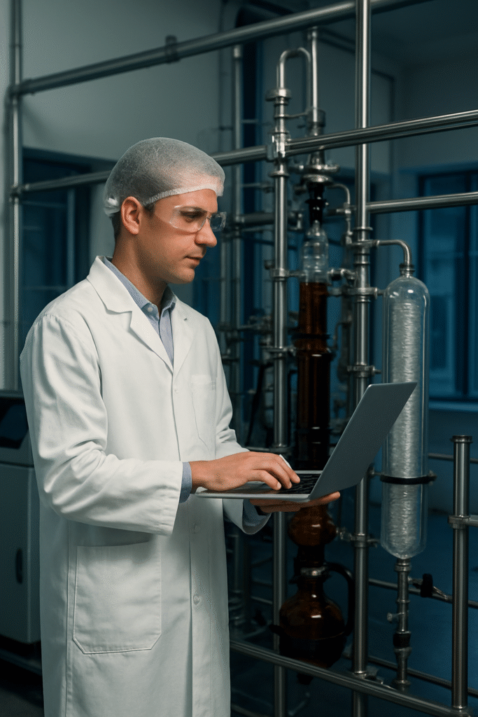Quimergia Inovação 10 Cientista em laboratorio industrial